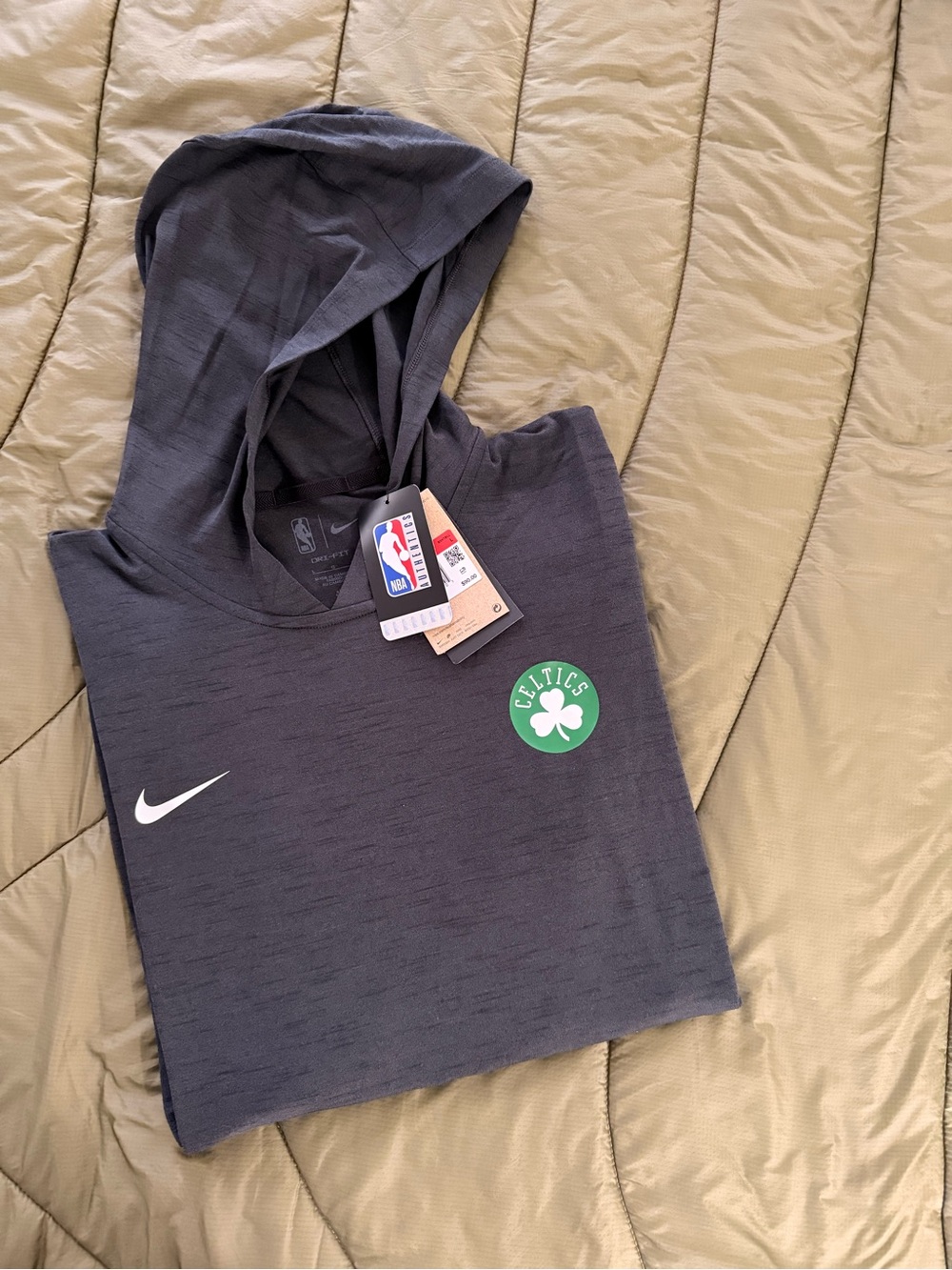 Nike x NBA Boston Celtics Dark Gray Heather lightweight Hoodie with Team Logo